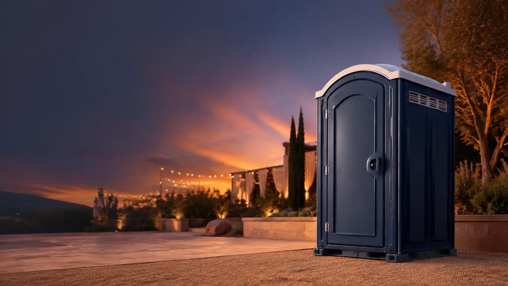 Portable restroom shown for rental planning in Arlington, TX